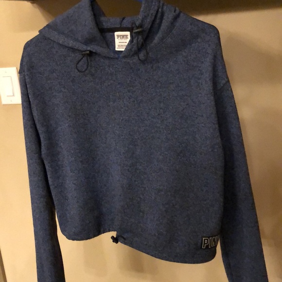 PINK Navy cozy cropped VS hoodie with drawstrings - Picture 6 of 9